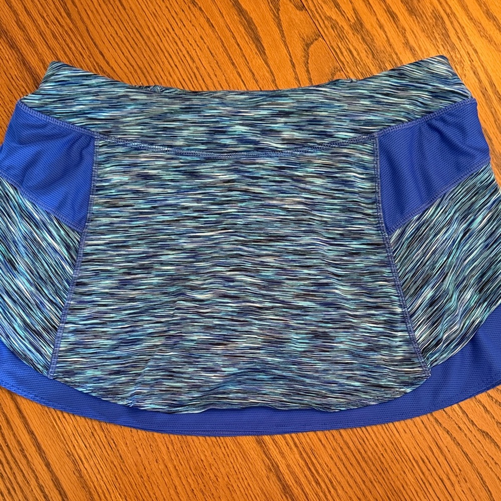 Athleta Blue Space-Dye Waistband Athletic Skort